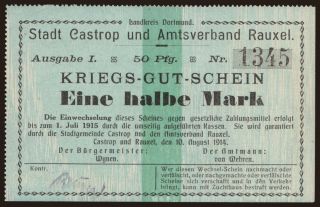 Castrop und Rauxel/ Stadt und Amtsverband, 1/2 Mark, 1914
