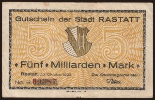 Rastatt/ Stadt, 5.000.000.000 Mark, 1923
