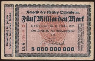 Oppenheim/ Kreis, 5.000.000.000 Mark, 1923