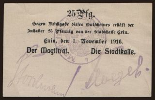 Exin, 25 Pfennig, 1916