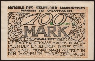 Hagen/ Stadt- und Landkreis, 100 Mark, 1922