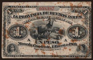 Buenos Ayres, 1 peso, 1869