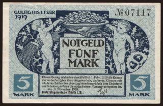 Fürth/ Distriksgemeinde, 5 Mark, 1918