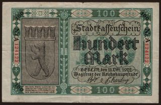 Berlin/ Stadt, 100 Mark, 1922