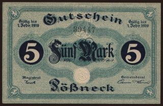 Pössneck/ Stadt, 5 Mark, 1919