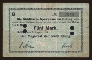 Elbing/ Elblag, 5 Mark, 1914