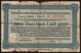 Dresden/ Sächsische Staatsschuldenverwaltung, 2 Mark Gold, 1923