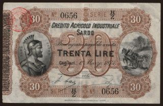 Credito Agricolo Industriale Sardo, 30 lire, 1874
