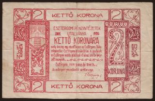 Esztergom, 2 korona, 1919