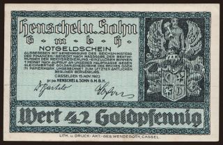 Cassel/ Henschel & Sohn G.m.b.H., 42 Goldpfennig, 1923