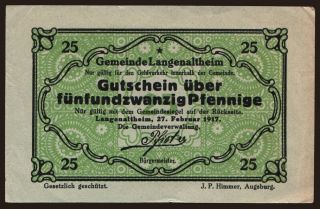Langenaltheim, 25 Pfennig, 1917
