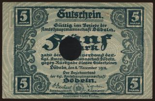 Döbeln/ Amtshauptmannschaft, 5 Mark, 1918