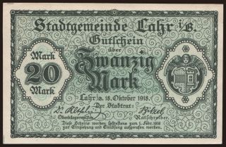 Lahr/ Stadt, 20 Mark, 1918