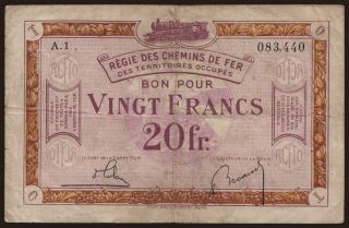 Rheinland, 20 Francs, 1923
