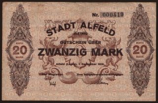 Alfeld/ Stadt, 20 Mark, 1918