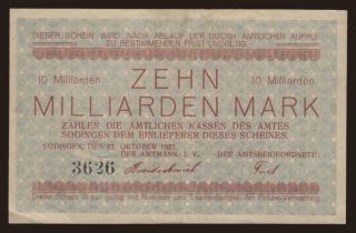 Sodingen/ Amt, 10.000.000.000 Mark, 1923, (tévnyomat 1922)