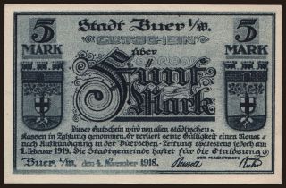 Buer/ Stadt, 5 Mark, 1918