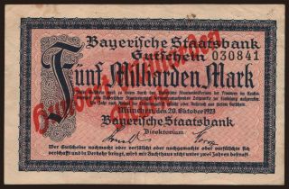 München/ Bayerische Staatsbank, 100.000.000.000 Mark, 1923