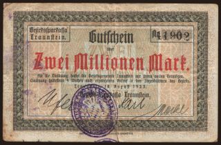 Traunstein/ Bezirkssparkasse, 2.000.000 Mark, 1923