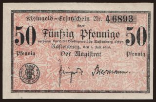 Rastenburg, 50 Pfennig, 1919