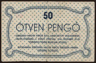 Szekszárd, 50 pengő, 1945