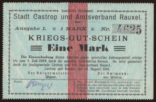 Castrop und Rauxel/ Stadt und Amtsverband, 1 Mark, 1914