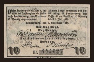 Sonderborg/ Stadt, 10 Pfennig, 1919