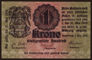 Innsbruck, 1 Krone, 1918