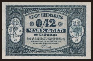Heidelberg/ Stadt, 0.42 Mark Gold, 1923