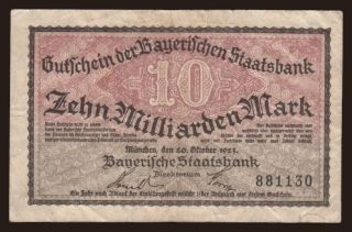 Bayerische Staatsbank, 10.000.000.000 Mark, 1923