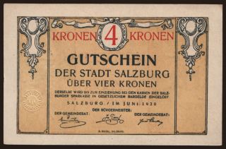 Salzburg, 4 kronen, 1920