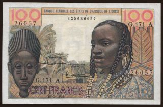 Ivory Coast, 100 francs, 1961