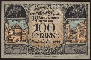 Traunstein/ Stadt, 100 Mark, 1922