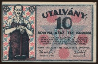 Budapest/ Schlick-Nicholson, 10 korona, 1919