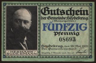 Heydekrug, 50 Pfennig, 1921