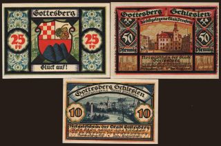 Gottesberg, 3x 10 Pfennig - 50 Pfennig, 1921