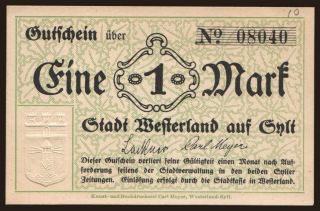 Westerland auf Sylt/ 1 Mark, 1918