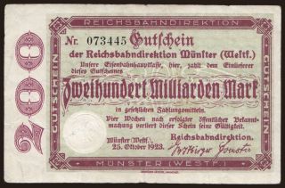 Münster, 200.000.000.000 Mark, 1923