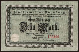 Augsburg/ Stadt, 10 Mark, 1918
