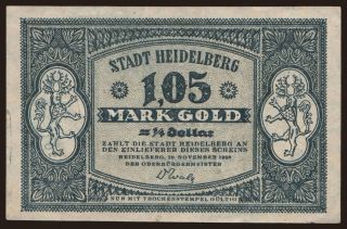 Heidelberg/ Stadt, 1.05 Mark Gold, 1923