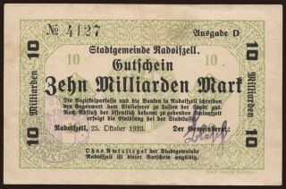 Radolfzell/ Stadt, 10.000.000.000 Mark, 1923