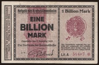 Oppenheim/ Kreis, 1.000.000.000.000 Mark, 1923