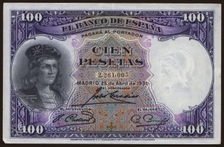 100 pesetas, 1931