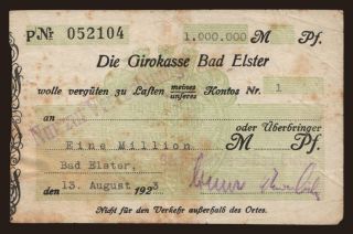 Bad Elster/ Gemeindekasse, 1.000.000 Mark, 1923