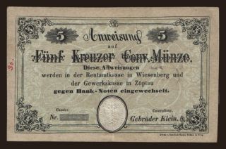Wiesenberg und Zöptau, 5 Kreuzer, 1848