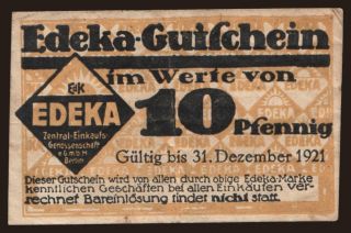 Berlin/ EDEKA, 10 Pfennig, 1921