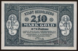 Heidelberg/ Stadt, 2.10 Mark Gold, 1923