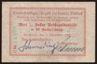 Arolsen/ Land Waldeck, 10 Goldpfennig, 1923