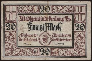 Freiburg/ Stadt, 20 Mark, 1918