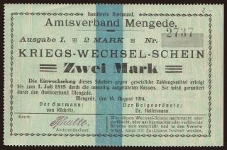Mengede/ Amt, 1 Mark, 1914